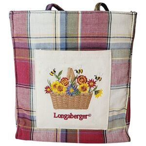 Vintage Longaberger Tote Lunchbag Basket With Flowers Spring